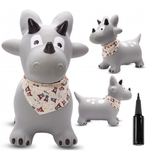 Skoczek dla dzieci do skakania z pompką DINO 59 cm | Szary